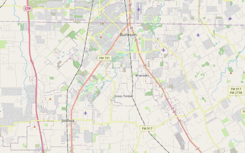 Street map of Burleson and surrounding roads; geographic context only